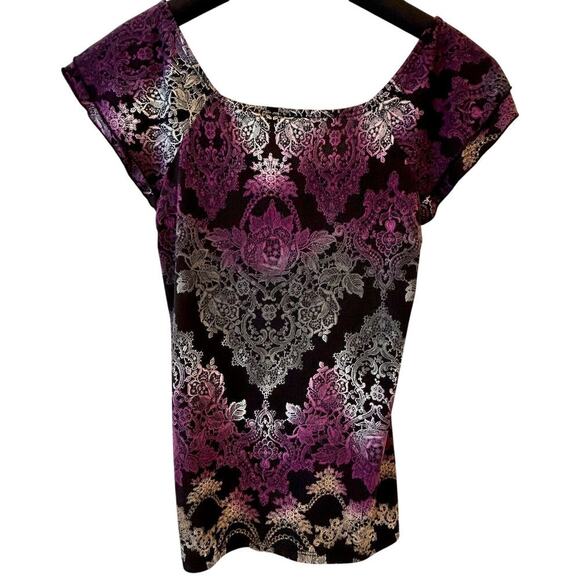 Dark Fairy Purple Multicolor Stretch Short Ruffle Flutter Slv Witchy Whimsy SM - Picture 5 of 10